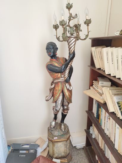 Pair of Nubian light holders in lacquered...