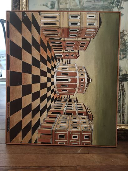 Italian city. Oil on canvas signed D. Emmanuel...