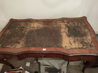 Louis XV-style veneered flat desk, opening...