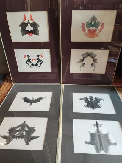 Lot de huit reproductions de Rorschach dans...