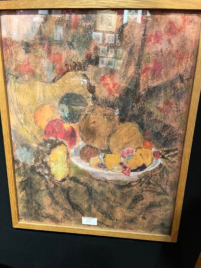 François BRIN 
Nature morte 
Crayon gras...