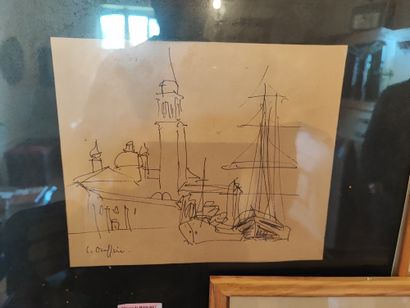 Ecole XXème
Vue de Venise 
Enviton dix dessins...