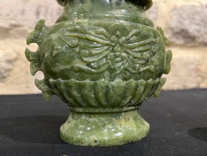 CHINA
Covered jadeiter vase with butterfly...