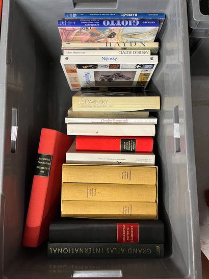 Two cases of art volumes including Goya,...