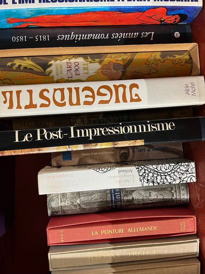 Two cases of art volumes including Art Nouveau,...