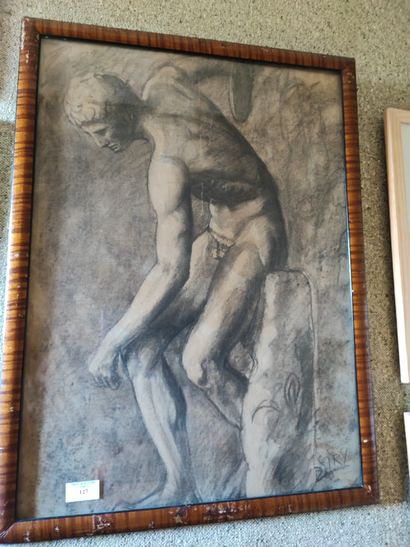 Etude d'homme de dos et étude d'Ephèbe 
Fusain
61...