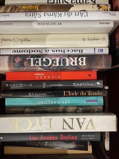 Two cases of art volumes including Romanticism,...
