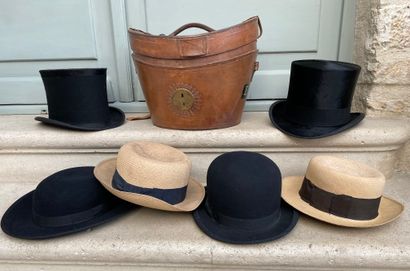 12 Set of hats: 2 top hats (La Belle Jardinière...