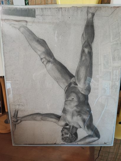 Nu masculin assis
Fusain
59 x 46 cm 
Dessin...