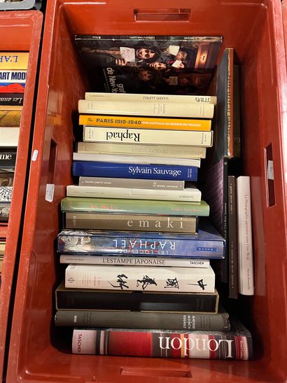 Two cases of art volumes including Art Nouveau,...