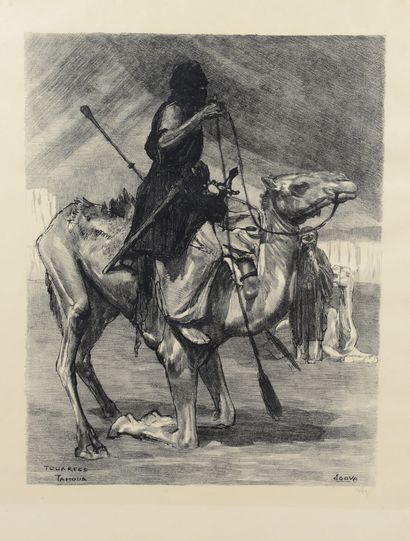 Paul JOUVE. Tuaregs. Tahoua. Lithograph on...