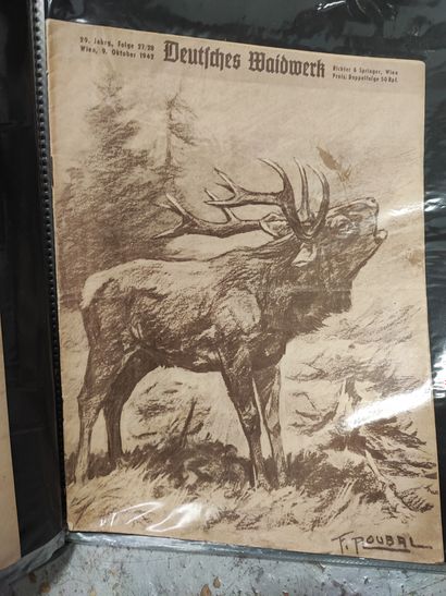 Set of two binders, one containing 17 magazines,...