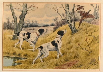 Georges Frédéric ROTIG. Two dogs in front...