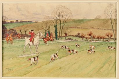Harry ELIOTT (1882-1959). Le pas perdu. Aquarelle...