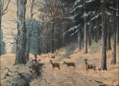 Baron Karl REILLE (1886-1975). Three deer...