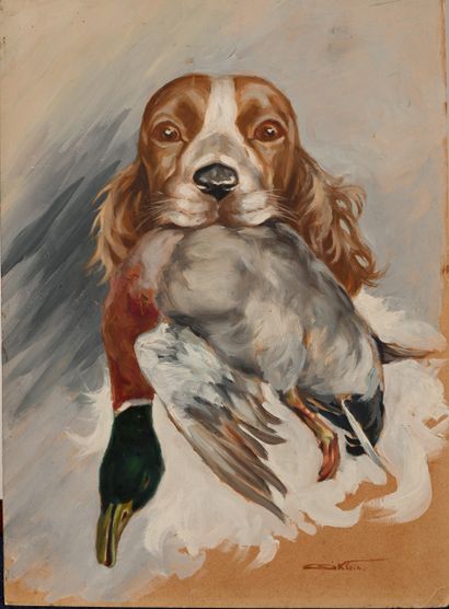 Boris O'KLEIN (1893-1985). Dog and duck....