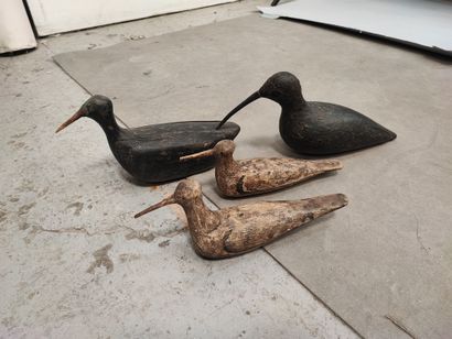 Set of four painted wood curlew, whimbrel...