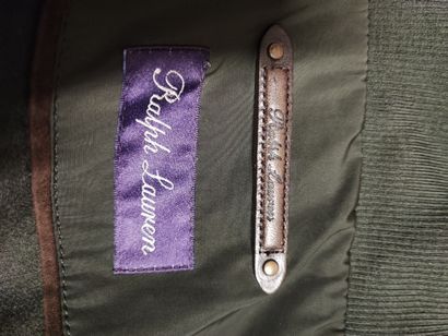 Khaki nylon parka with hood, 4 pockets, zip...
