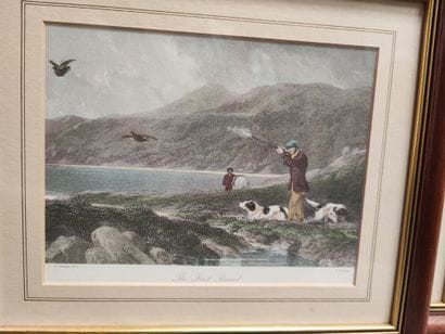 Hunting waterfowl. Pair of framed English...