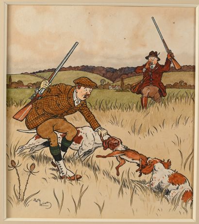 Harry ELIOTT (1882-1959). La dispute. Aquarelle...