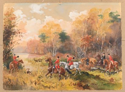 Baron Karl REILLE (1886-1975). Deer hunting....