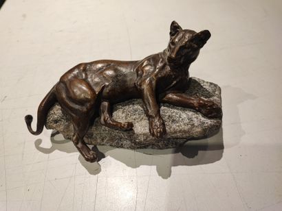 Charles VALTON. Reclining lioness. Brown...