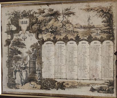 Le relais de chiens, Large OBERTHUR calendar...