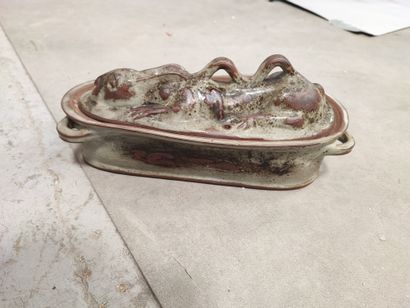 Hare house, glazed stoneware terrine. Modern...