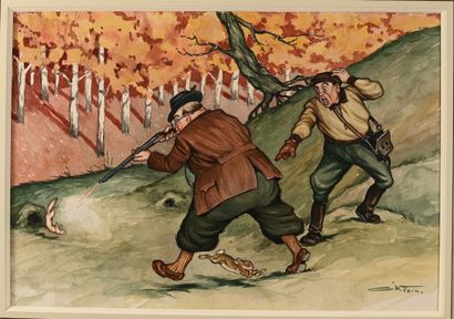 Boris O'KLEIN (1893-1985). Ferret hunting....
