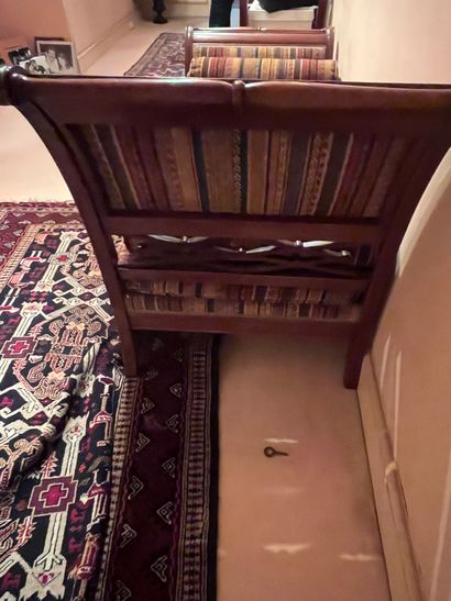 Mahogany veneered bench seat with inverted...