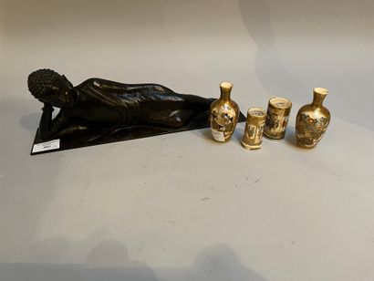 Set of four miniature Satsuma vases decorated...