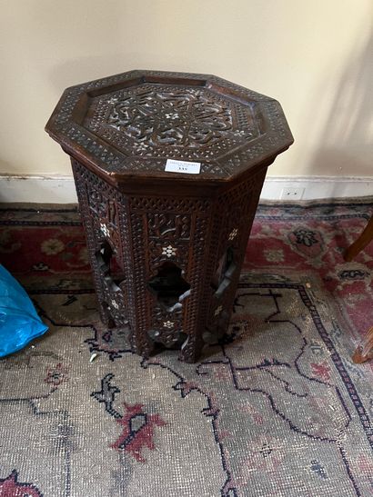 Syrian-style pedestal table in carved wood...