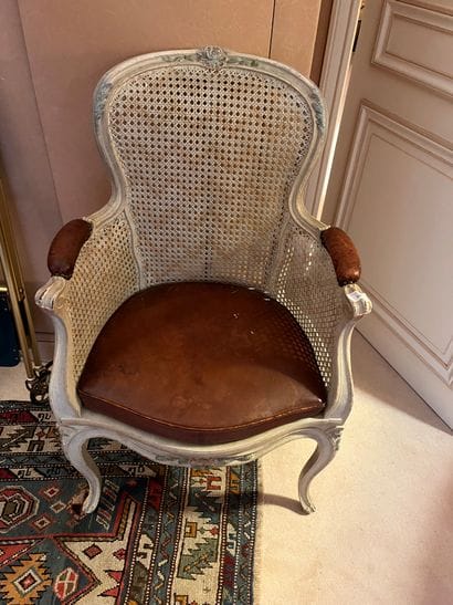 Wicker and lacquered desk bergère
Louis XV...