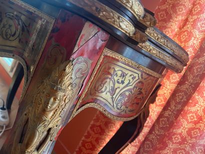 Game table in blackened wood with Boulle...