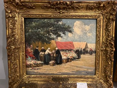 Lot comprising an oil on panel depicting...