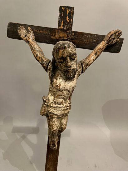 Christ crucified in wood carved in polychrome...