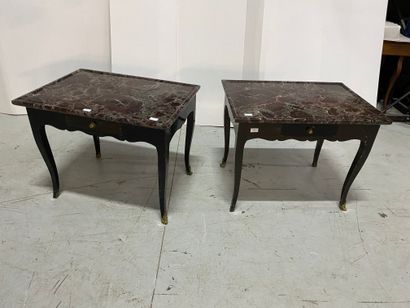 Pair of coffee tables in black lacquered...