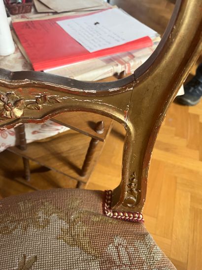 Pair of giltwood chairs in the Louis XV style,...