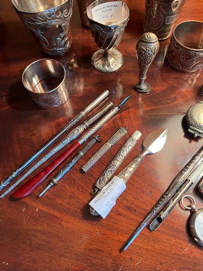 Silver and silver plated lot including feathers,...