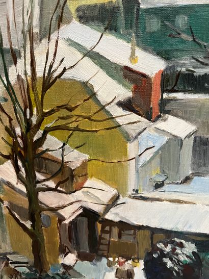 Le chantier, oil on canvas, signed lower...