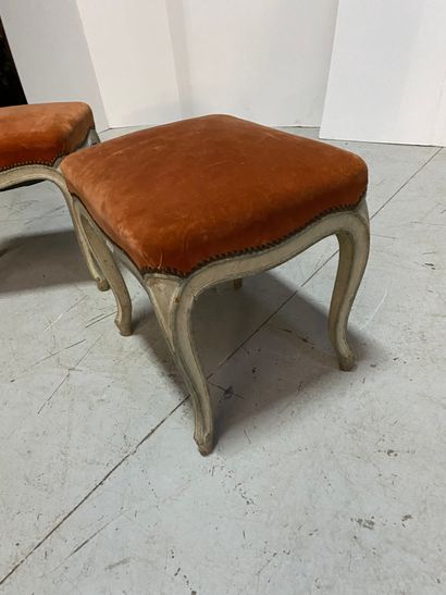 Pair of rectangular stools in beige lacquered...