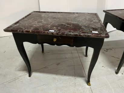 Pair of coffee tables in black lacquered...