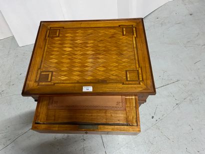 Small veneered table, one drawer in the waist,...