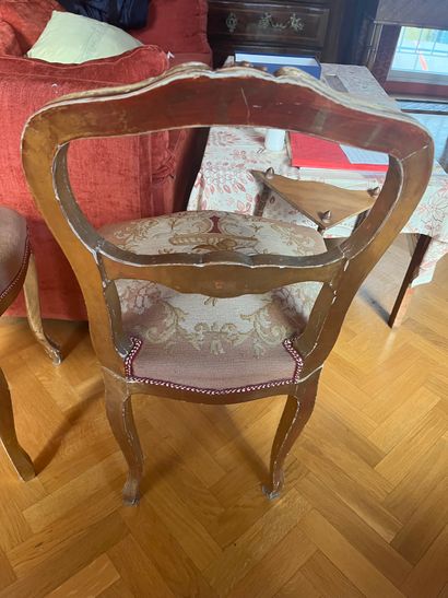 Pair of giltwood chairs in the Louis XV style,...