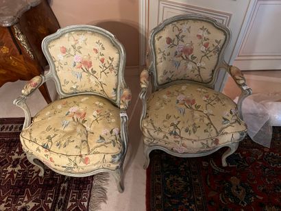Pair of lacquered cabriolet armchairs 
Louis...