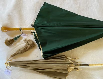 Set of 2 parasols, taupe satin or green satin....