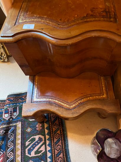 Fruitwood commode stool with leather 
H:...
