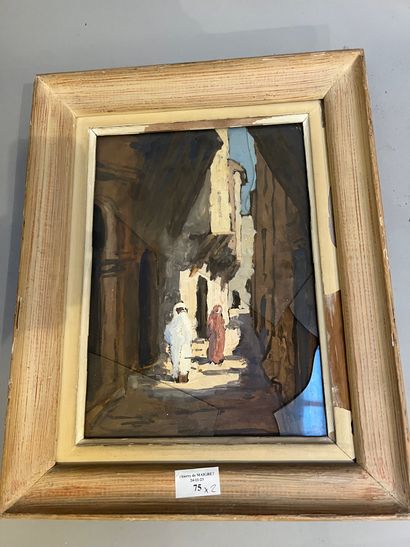 Washerwomen in a landscape 
Oil on panel...