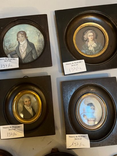 Lot of ten framed miniatures: portraits of...