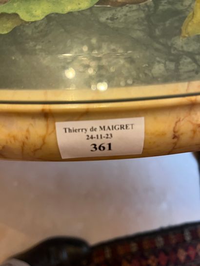 Marble pedestal table, baluster base, painted...